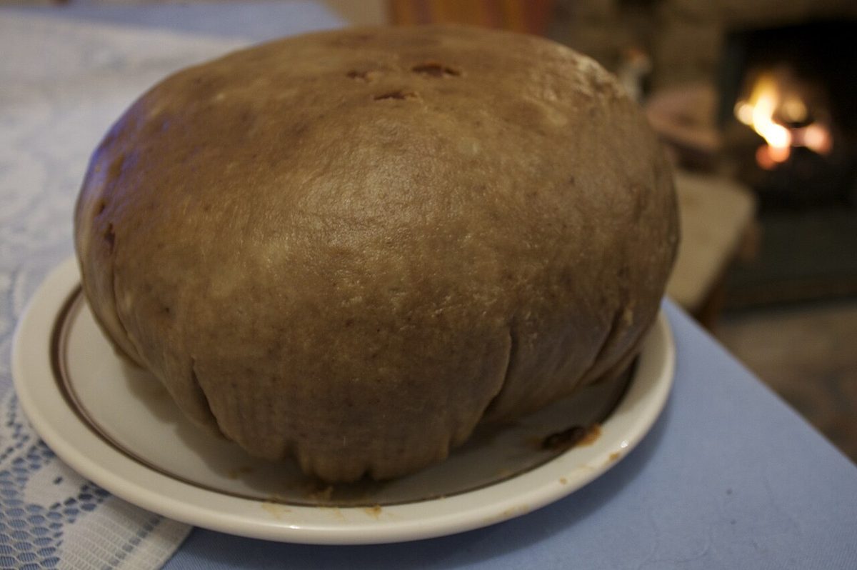 Clootie dumpling, a traditional Scottish spiced fruit pudding