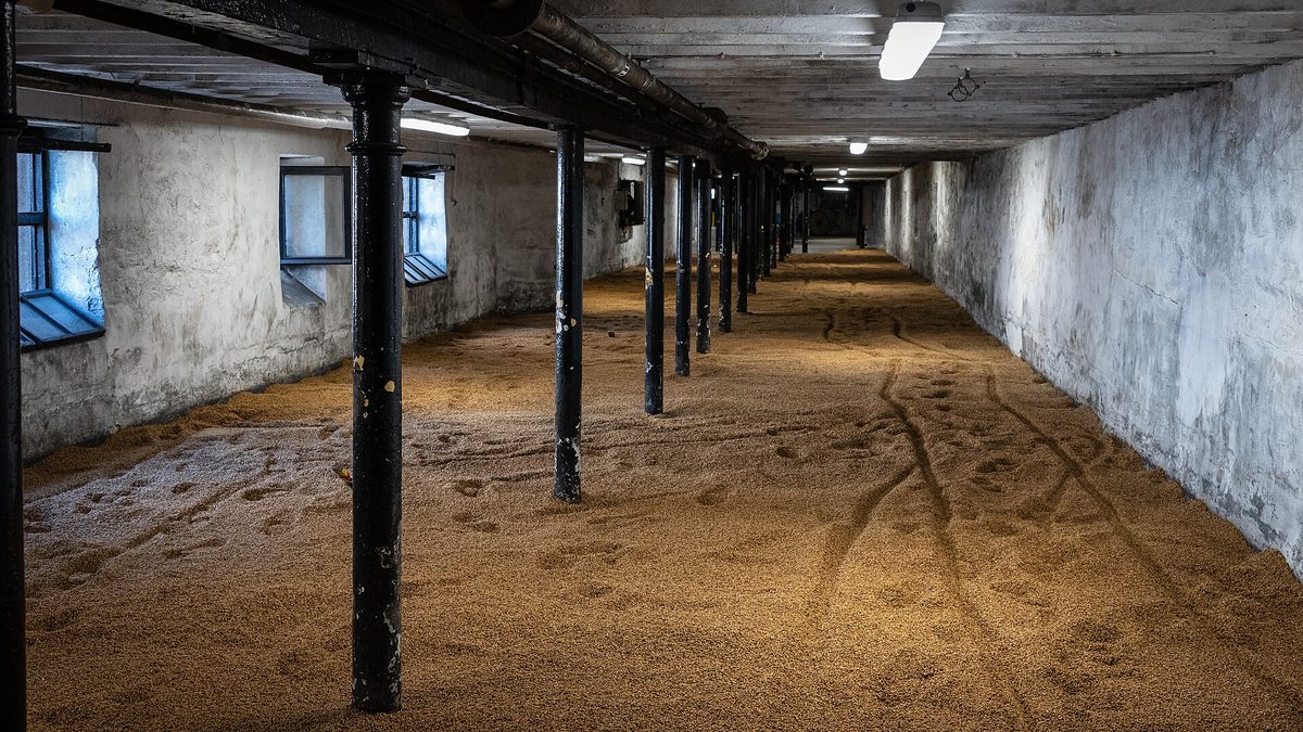 Traditional floor maltings at Highland Park distillery on Orkney