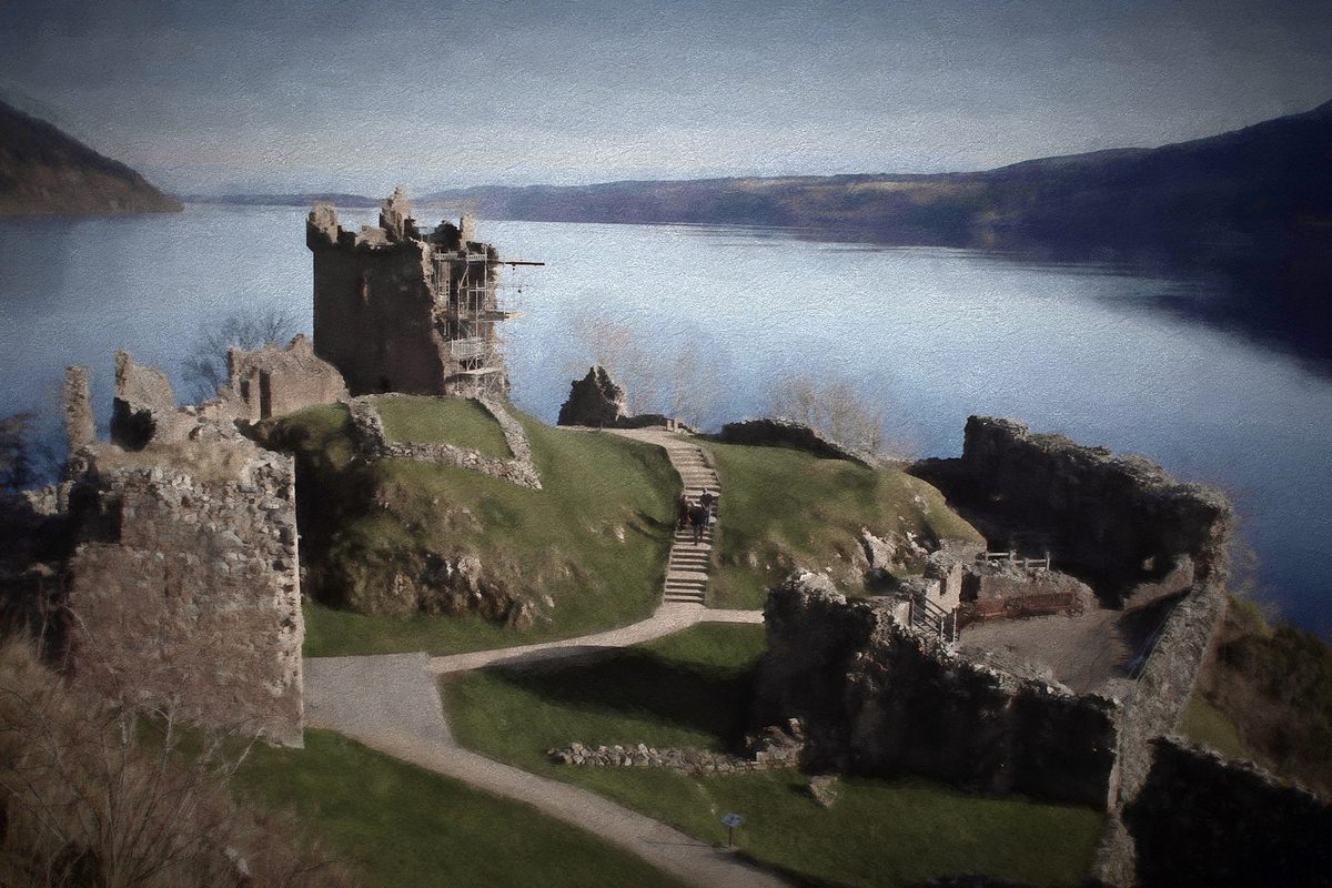 Urquhart Castle on the shore of Loch Ness in the Great Glen