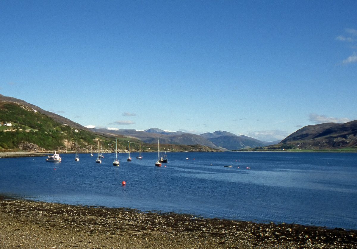 Whitewashed houses along the harbour at Ullapool on Loch Broom