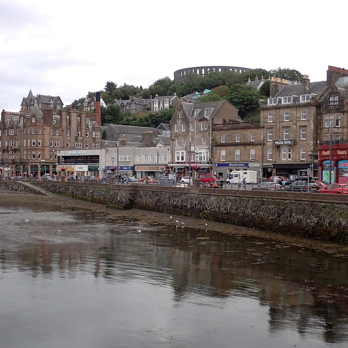 Oban bay and McCaig's Tower, the seafood capital and ferry gateway base for Scotland's west coast islands