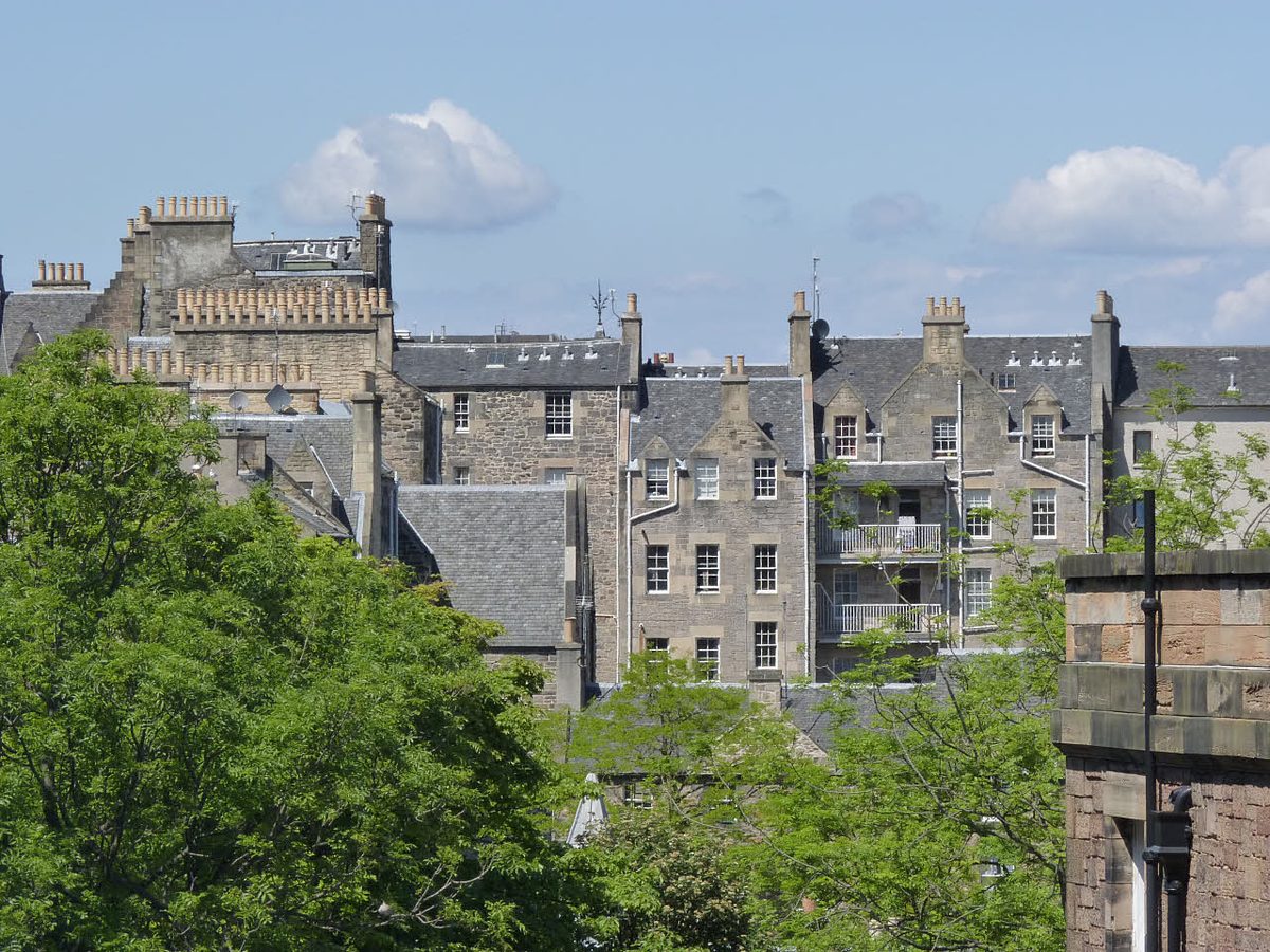 Old Town tenements and chimney stacks just off the Royal Mile in Edinburgh