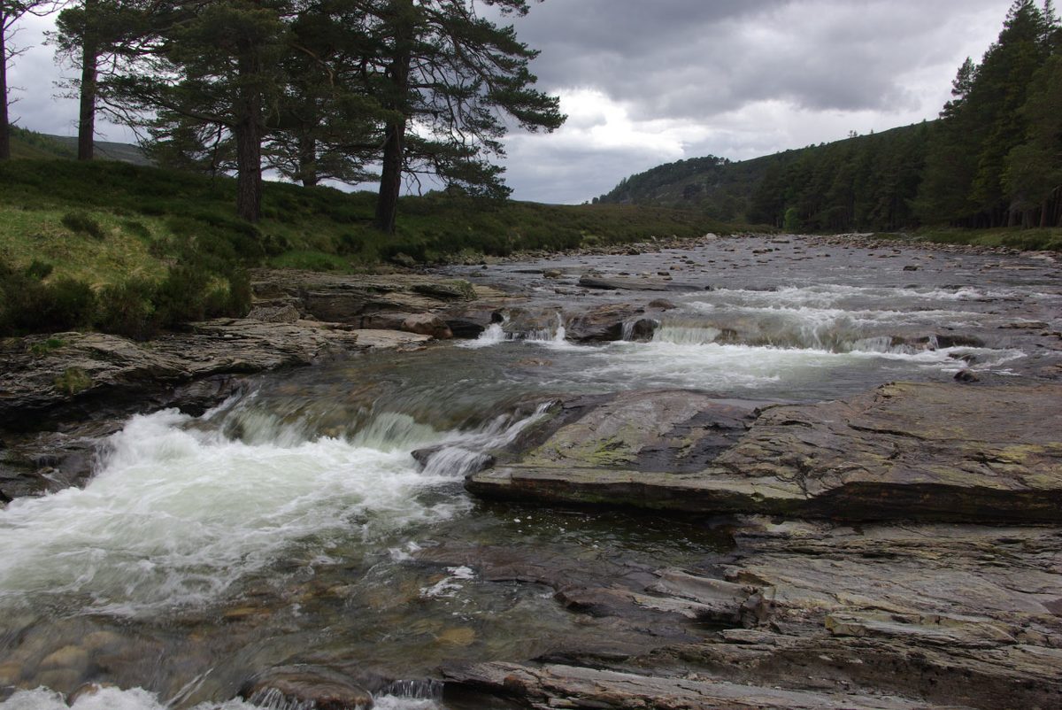 The River Dee running over rock slabs at the Linn of Dee, west of Braemar