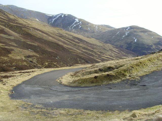 The A93 hairpin at the Devil's Elbow below the Cairnwell Pass at Glenshee