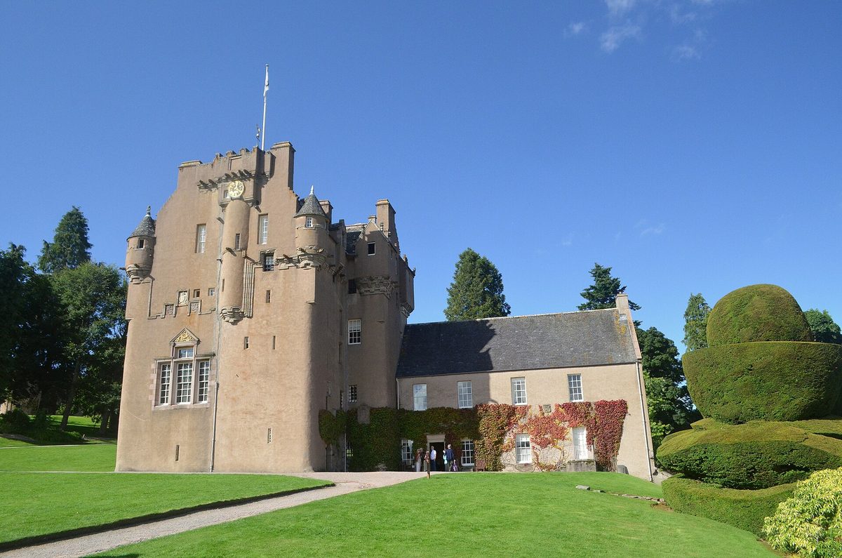 Crathes Castle near Banchory, with its clipped yew hedges