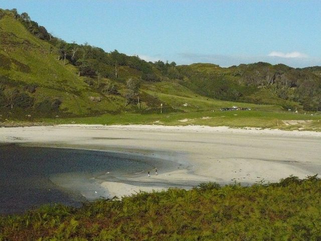 White shell sand and clear water at Calgary Bay on the Isle of Mull