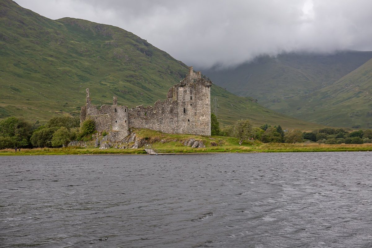 The ruined tower house of Kilchurn Castle at the head of Loch Awe