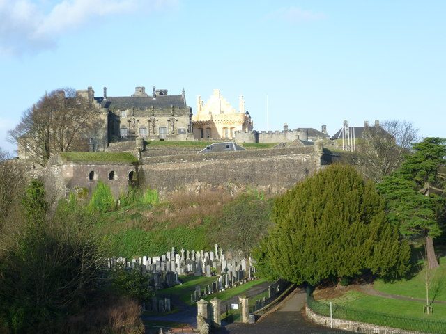 Stirling Castle standing on its crag above the Forth valley