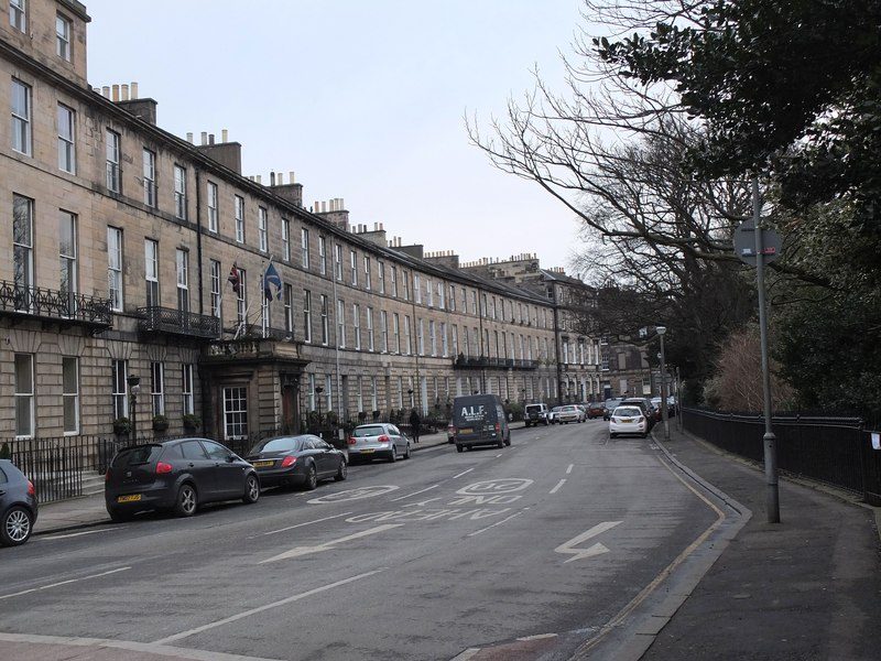 A flat Georgian terrace in Edinburgh's New Town, easier walking than the Old Town on day two