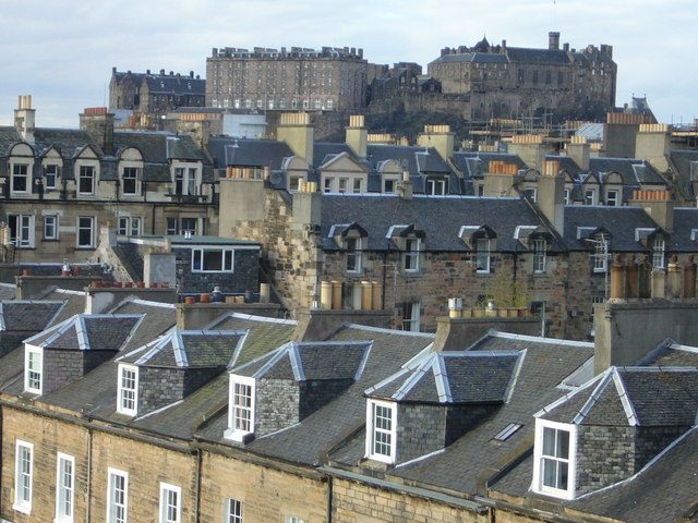 Edinburgh Castle seen for free across the tenement rooftops of the city