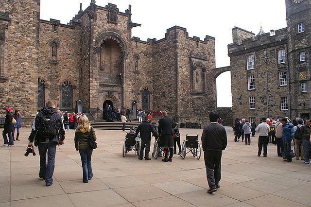 Crown Square at the top of Edinburgh Castle, with the Scottish National War Memorial straight ahead