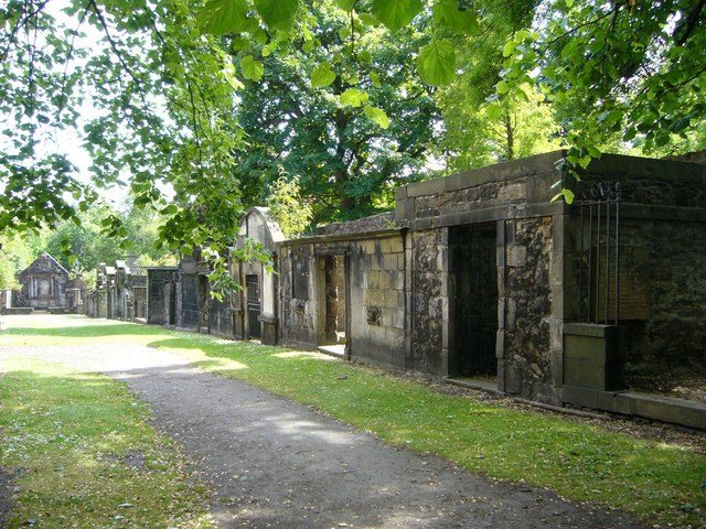 Walled burial enclosures at the Covenanters' Prison end of Greyfriars Kirkyard, Edinburgh