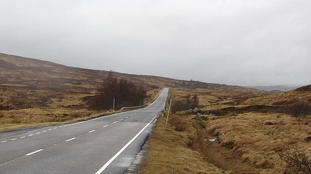 The A82 crossing Rannoch Moor, the emptiest stretch of the Edinburgh to Highlands road trip
