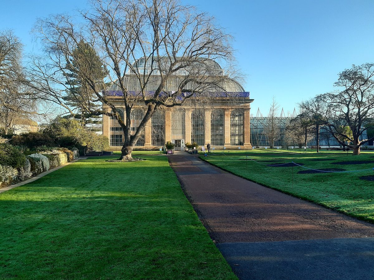 Open lawns at the Royal Botanic Garden Edinburgh, free to enter and easy with a buggy