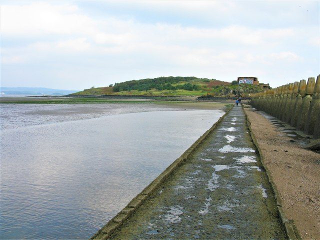 The tidal causeway to Cramond Island near Edinburgh, a favourite family walk