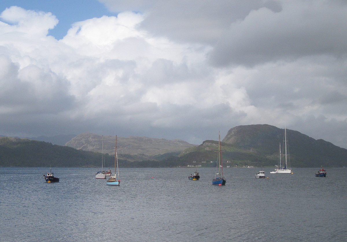 Boats moored in the sheltered bay at Plockton, a short drive from Eilean Donan Castle