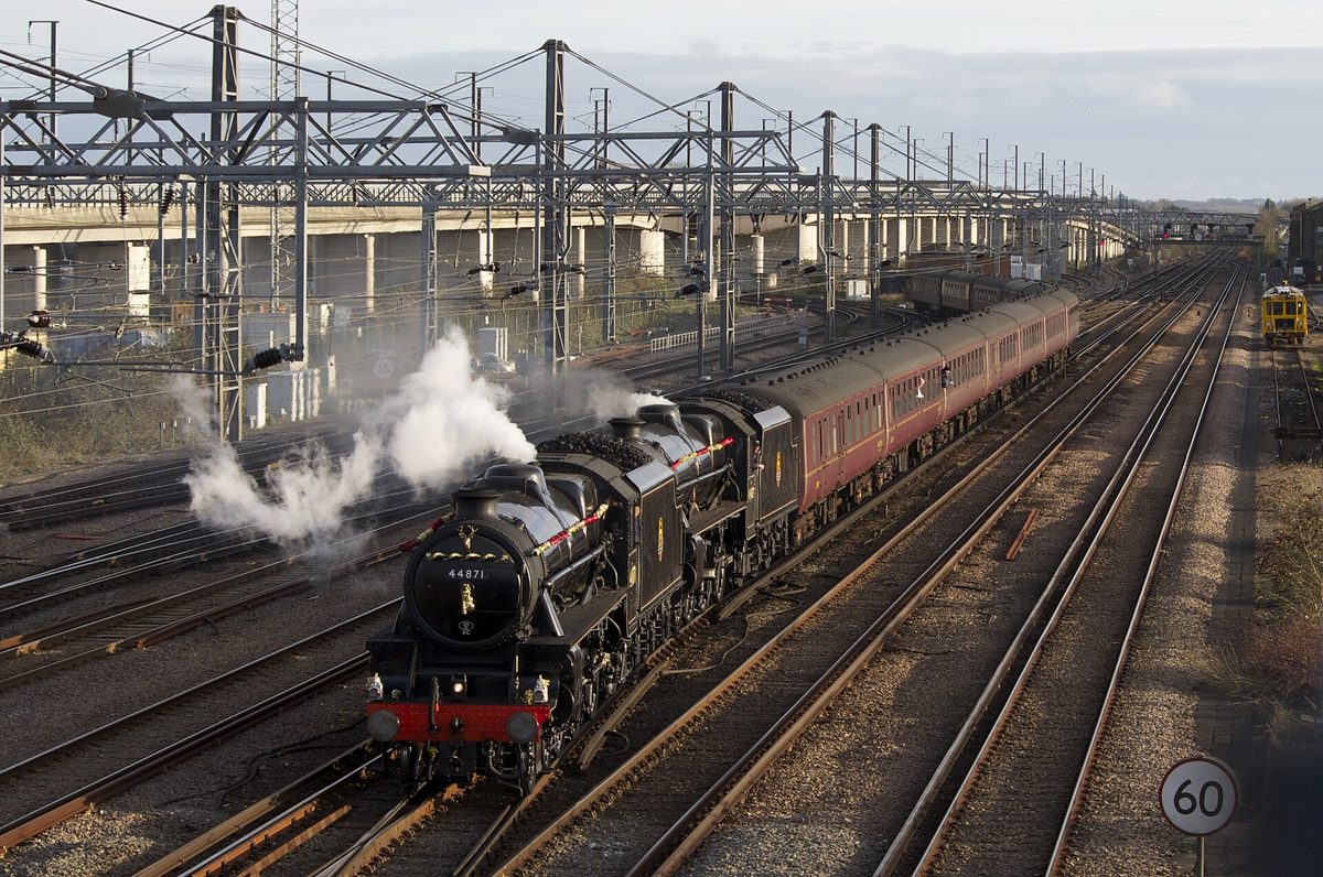 LMS Black Five locomotives 44871 and 45407, two of the engines that haul the Jacobite steam train