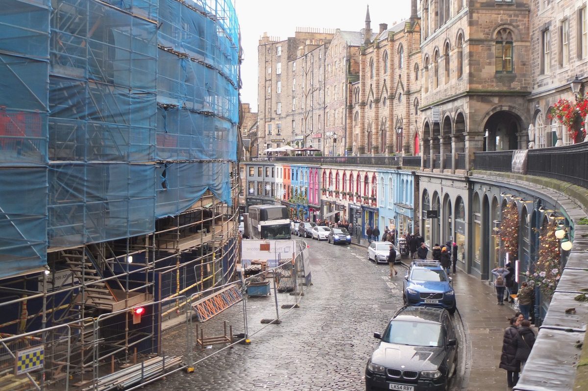 Victoria Street in Edinburgh's Old Town, often claimed as the inspiration for Diagon Alley in Harry Potter
