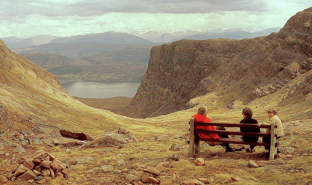 The view from the top of the Bealach na Ba, the steepest road ascent in Britain, above Loch Kishorn