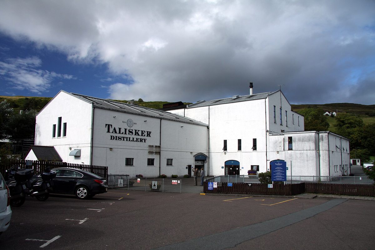 Talisker distillery at Carbost on the Minginish peninsula, Isle of Skye