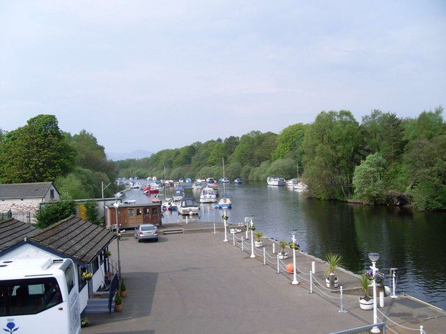 The River Leven at Balloch, the southern gateway to Loch Lomond and the end of the train line from Glasgow