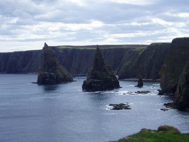 The Duncansby Stacks rising from the sea near John o Groats in Caithness