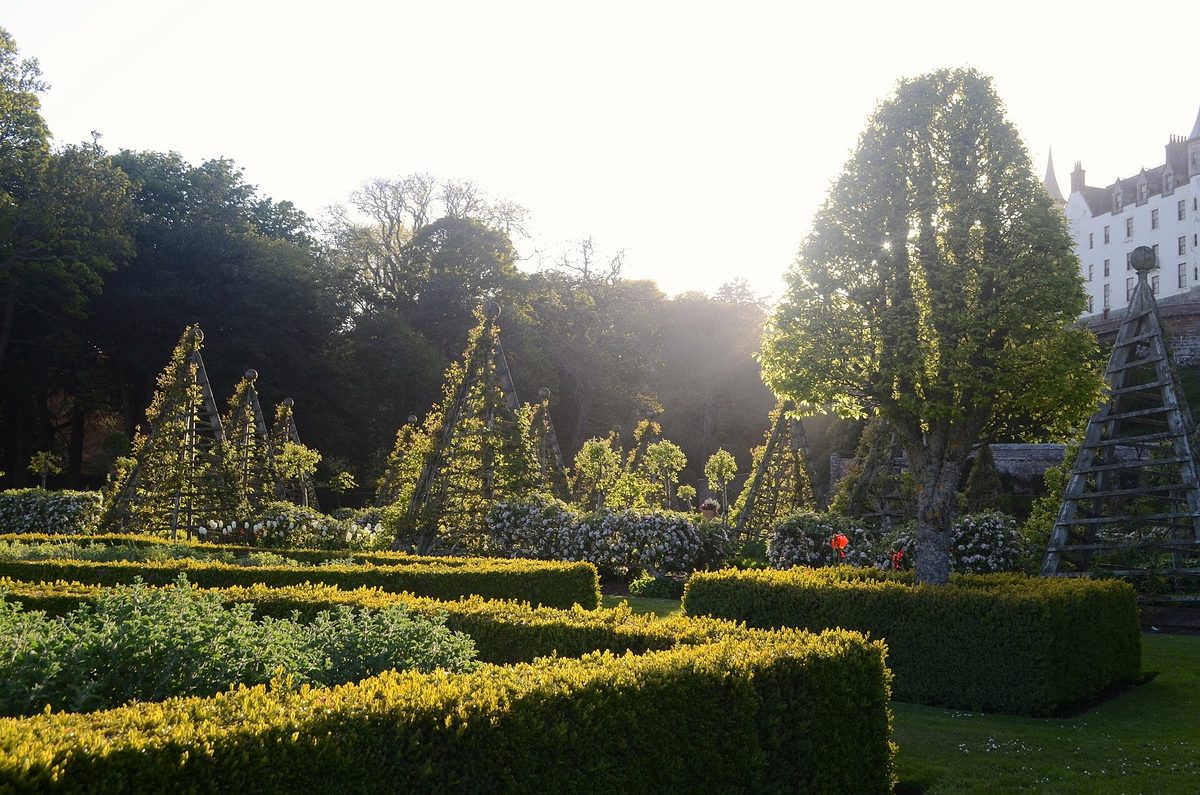 The formal gardens below Dunrobin Castle near Golspie on the NC500 east coast