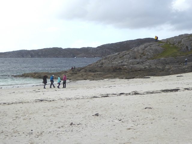 White sand at Achmelvich Bay in Assynt, a favourite NC500 campervan stop