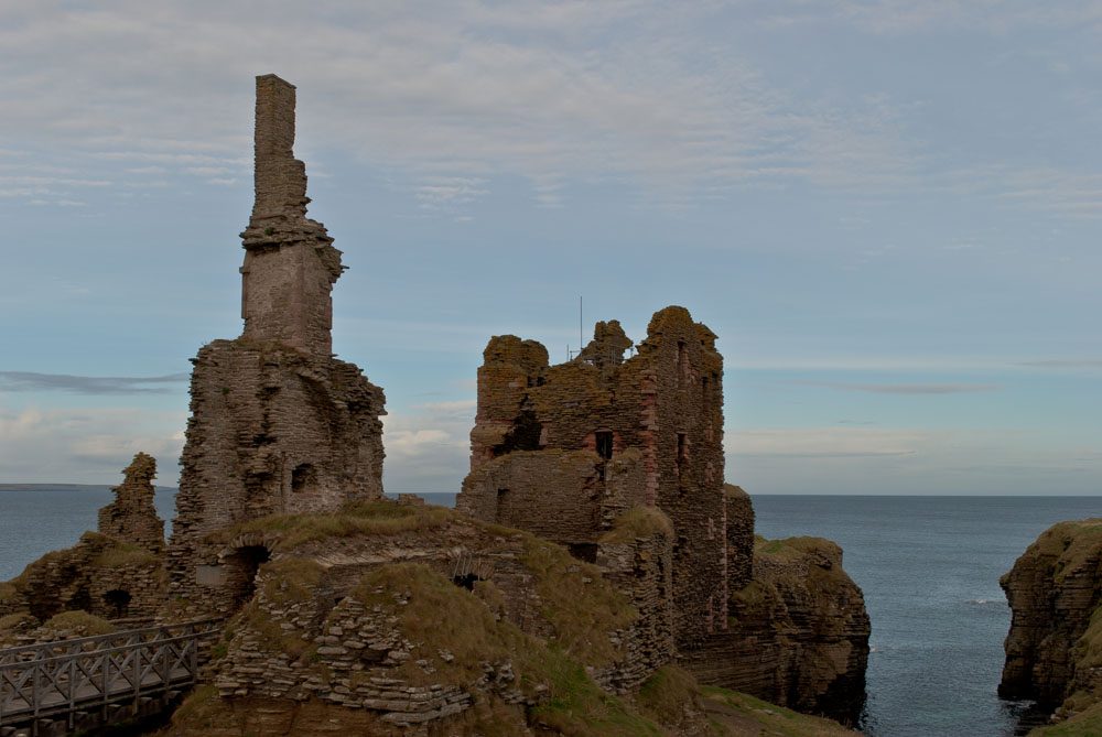 The clifftop ruins of Castle Sinclair Girnigoe at Noss Head near Wick
