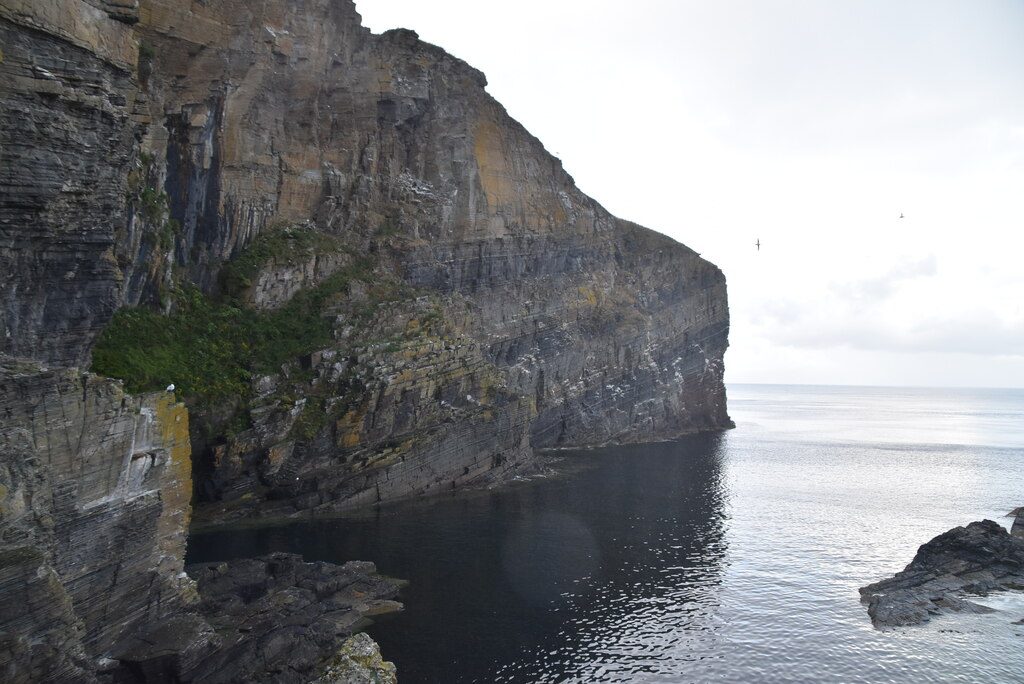 The cliffs and tiny natural haven at the foot of the Whaligoe Steps in Caithness