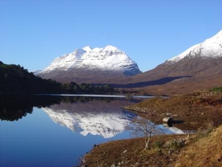 Liathach in the Torridon mountains reflected in Loch Clair, Wester Ross