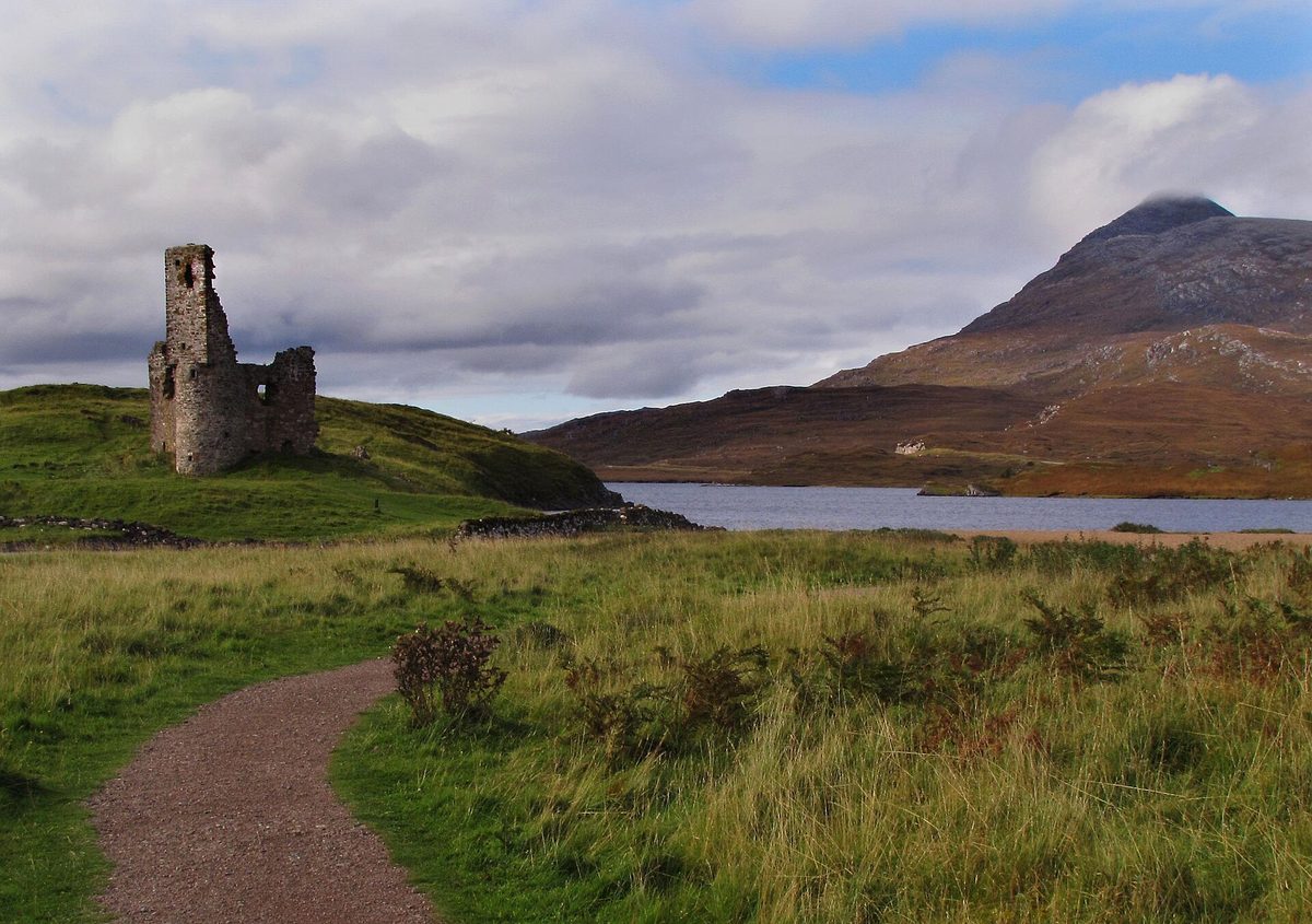 Ardvreck Castle ruins beside Loch Assynt on the A837 in Sutherland