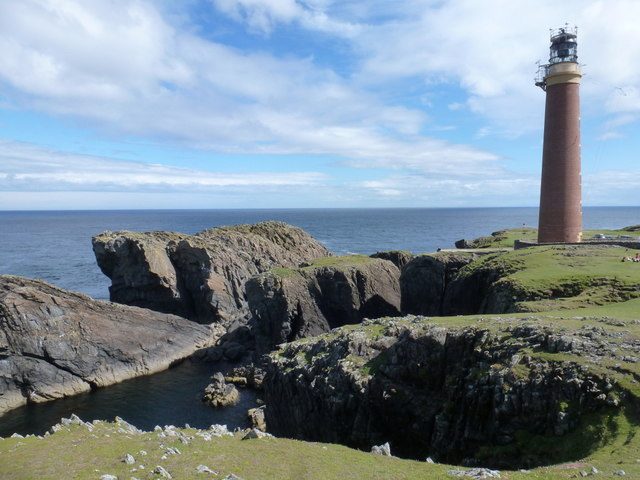Butt of Lewis lighthouse in the Outer Hebrides, facing north over open Atlantic
