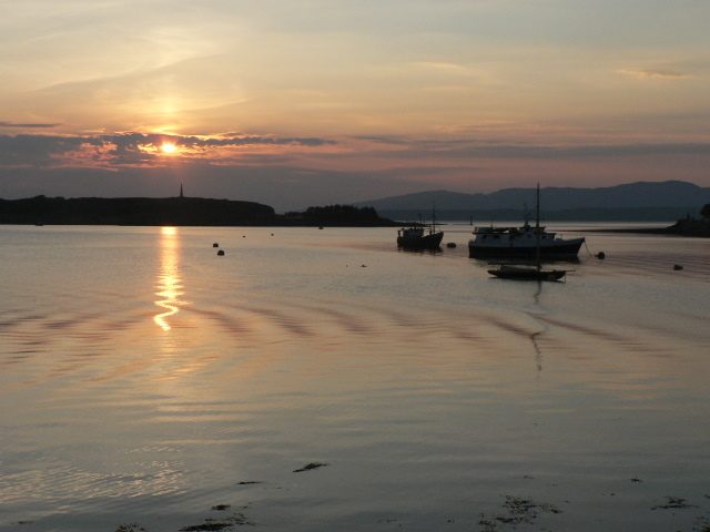 Sunset over Oban Bay and the Isle of Kerrera on Scotland's west coast