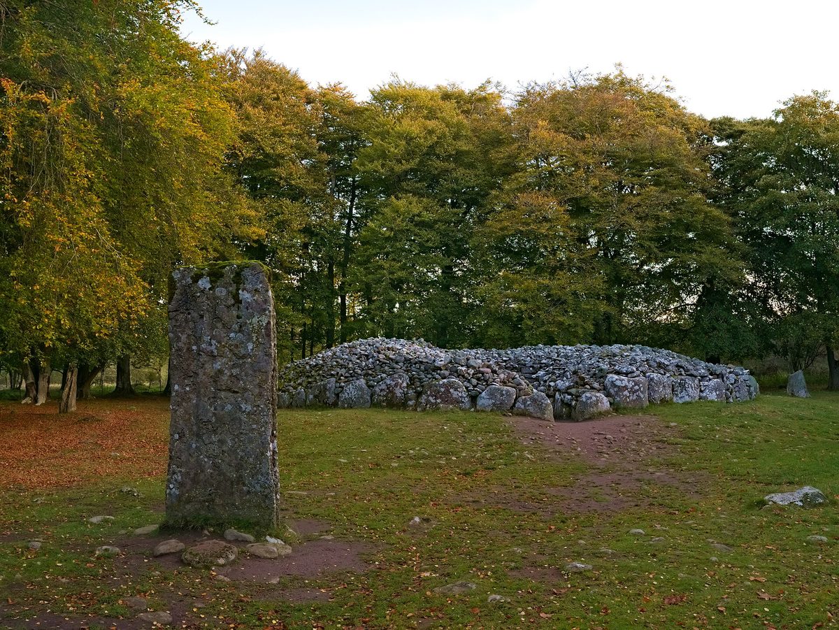 The Bronze Age burial cairns and standing stones at Clava Cairns near Culloden