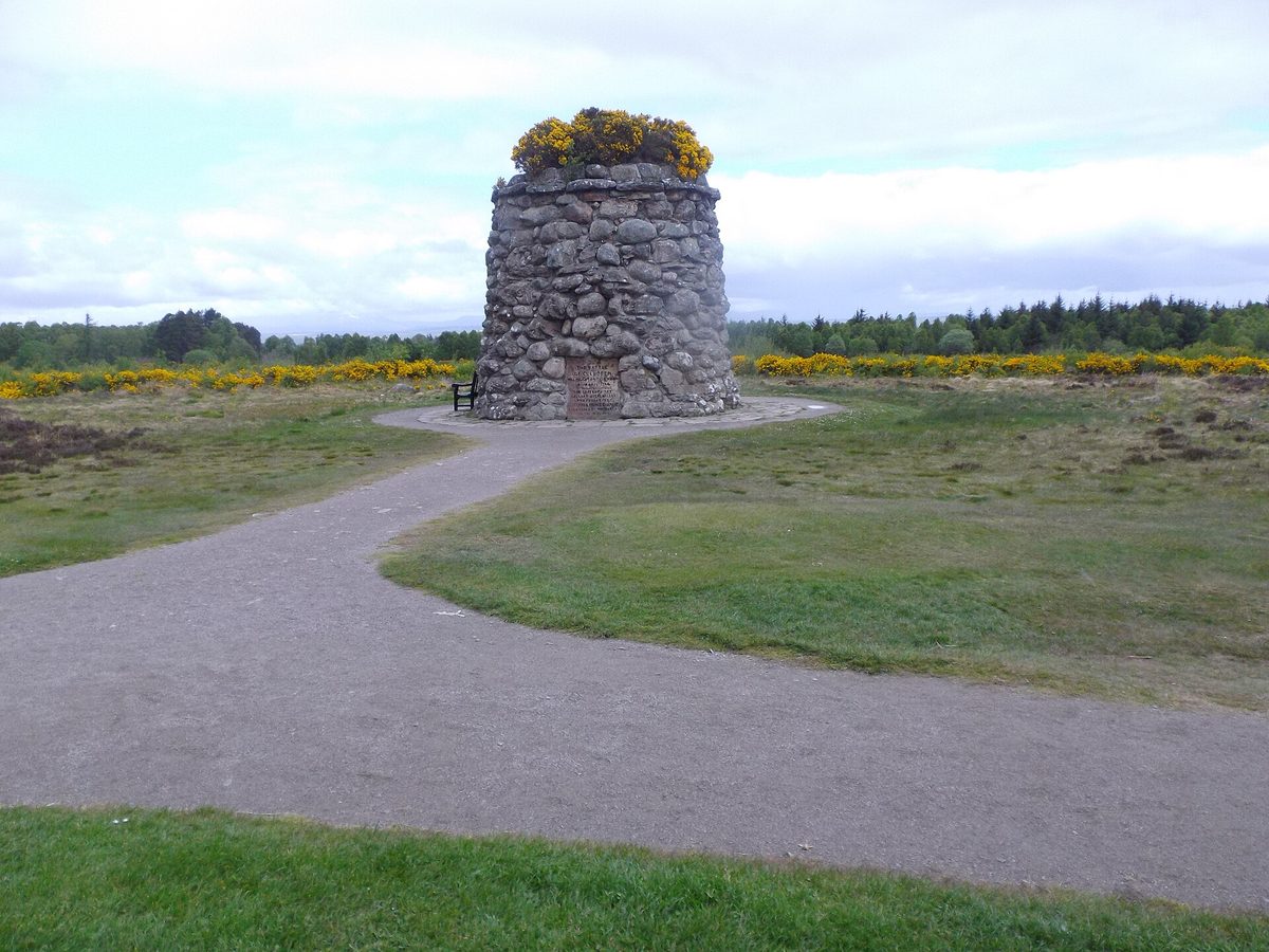 The memorial cairn on Culloden Battlefield near Inverness