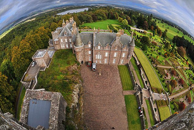 The formal parterre at Drummond Castle Gardens in Perthshire, which stood in for Versailles in Outlander