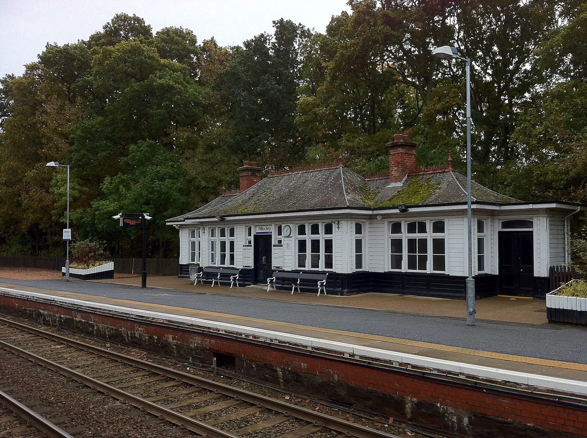 The Victorian platform buildings at Pitlochry railway station on the Highland Main Line