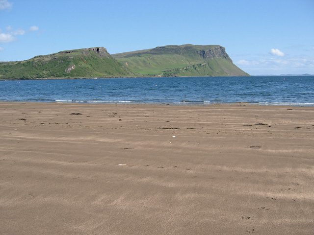 The pale sand of Camas Ban near Portree, reached on the Scorrybreac coastal path