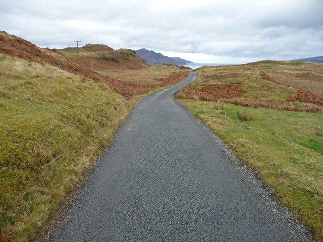 A single-track road on the Isle of Skye, the kind of driving the Quiraing pass demands