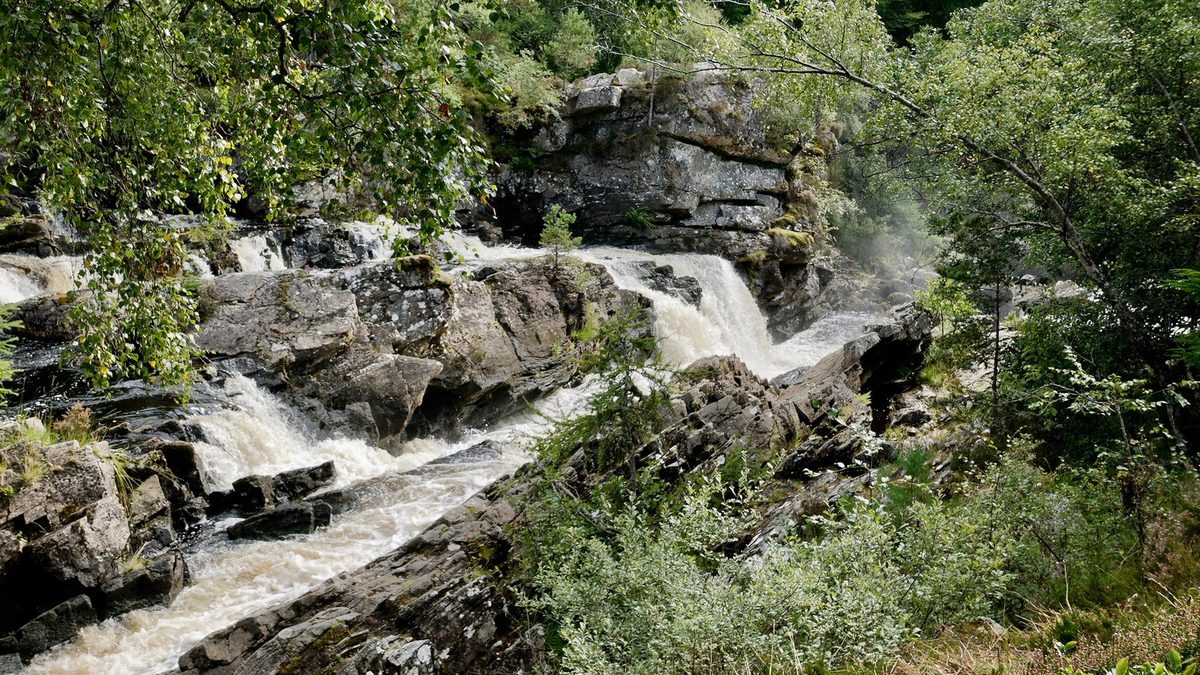 The Black Water tumbling over Rogie Falls near Contin in the Highlands