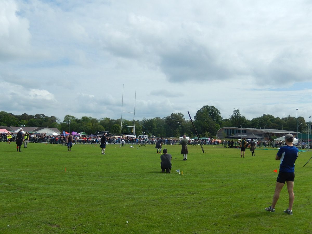 A competitor tossing the caber at a Scottish Highland games