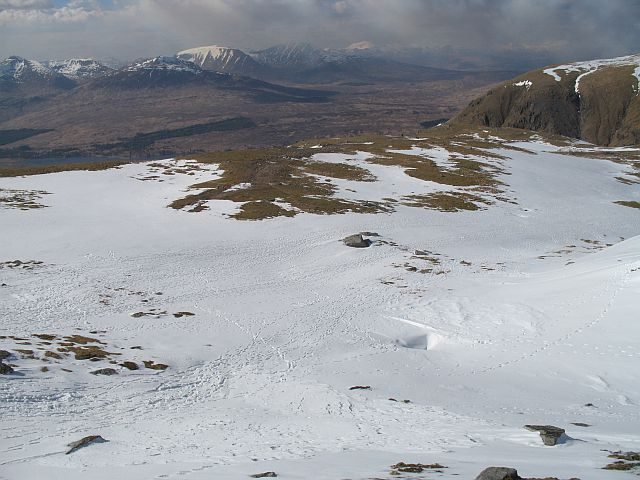 Snow on the Highland hills above the A82 near Bridge of Orchy
