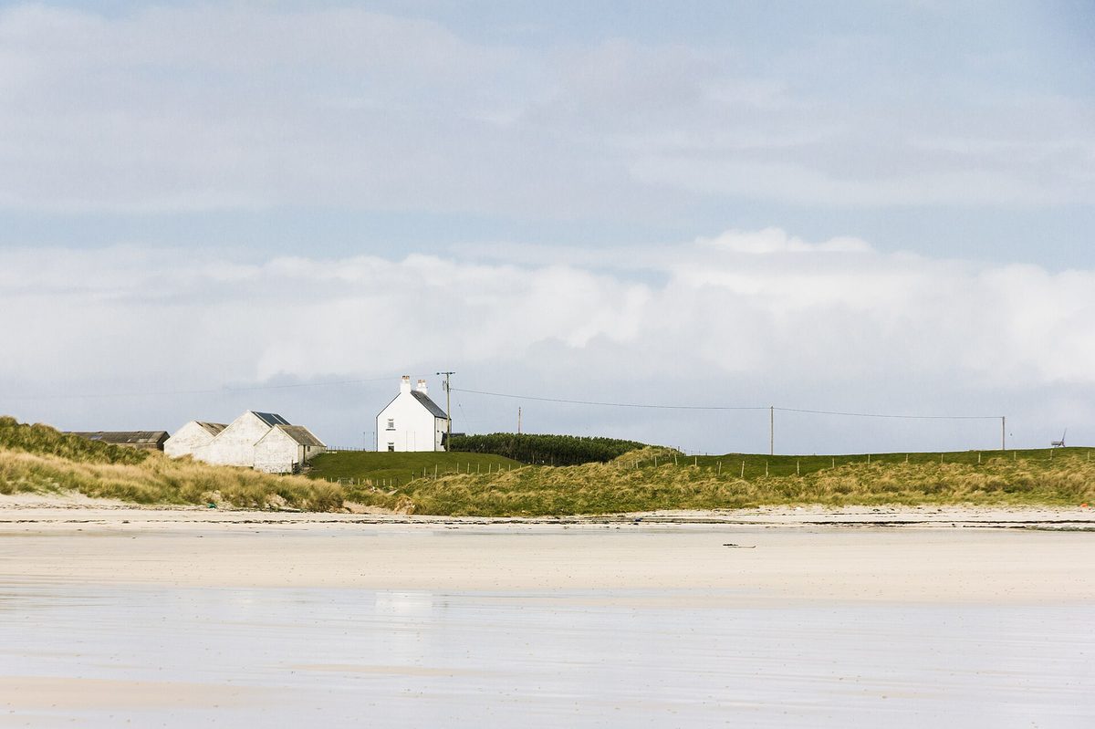 A wide empty beach on Tiree, the sunniest station in Scotland