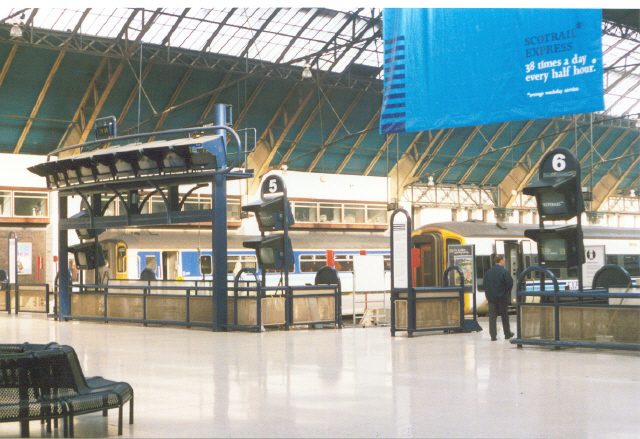 A ScotRail train waiting at a Glasgow city-centre terminus, departure point for the West Highland Line