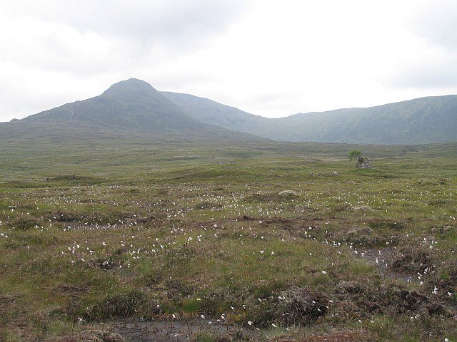 Open moorland around Corrour on the West Highland Line, the highest station on the British rail network
