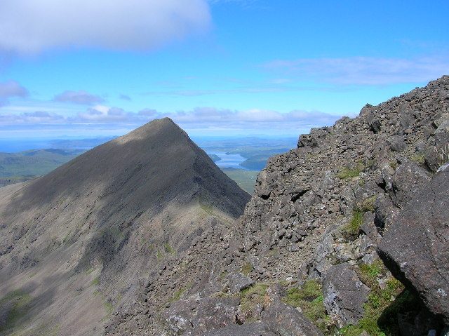A ridge in the Black Cuillin above Glen Brittle, Isle of Skye, on a clear summer day