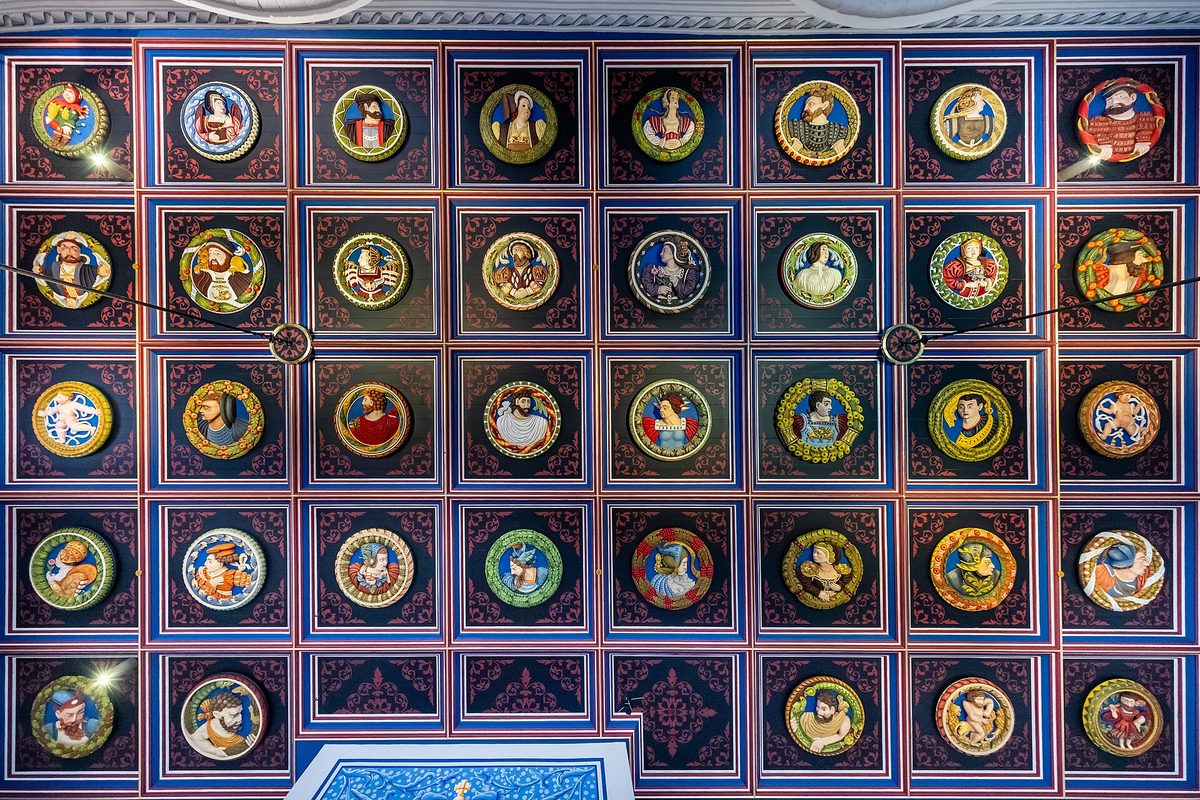 Replica Stirling Heads set into the ceiling of the King's Presence Chamber at Stirling Castle
