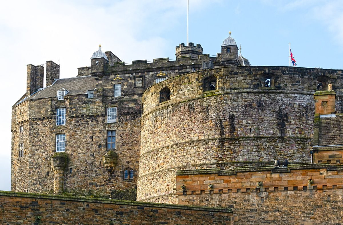The Half Moon Battery and royal apartments at Edinburgh Castle, reached by a steep cobbled route that defeats pushchairs