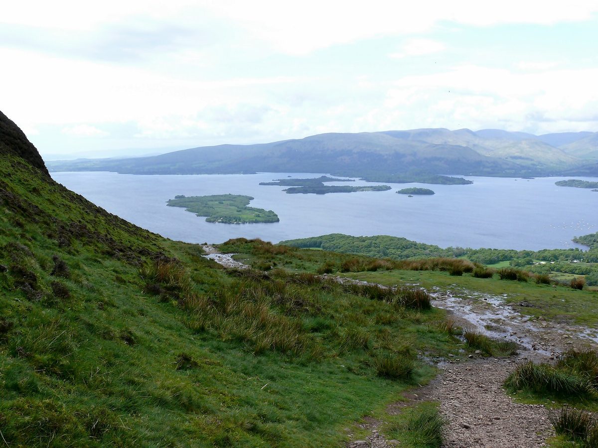 The shore of Loch Lomond at Balmaha, forty minutes from Glasgow and the practical base for a family day out